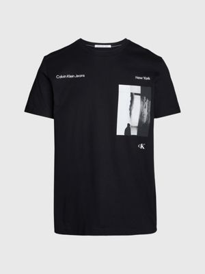 ck black photo print t-shirt for men calvin klein jeans