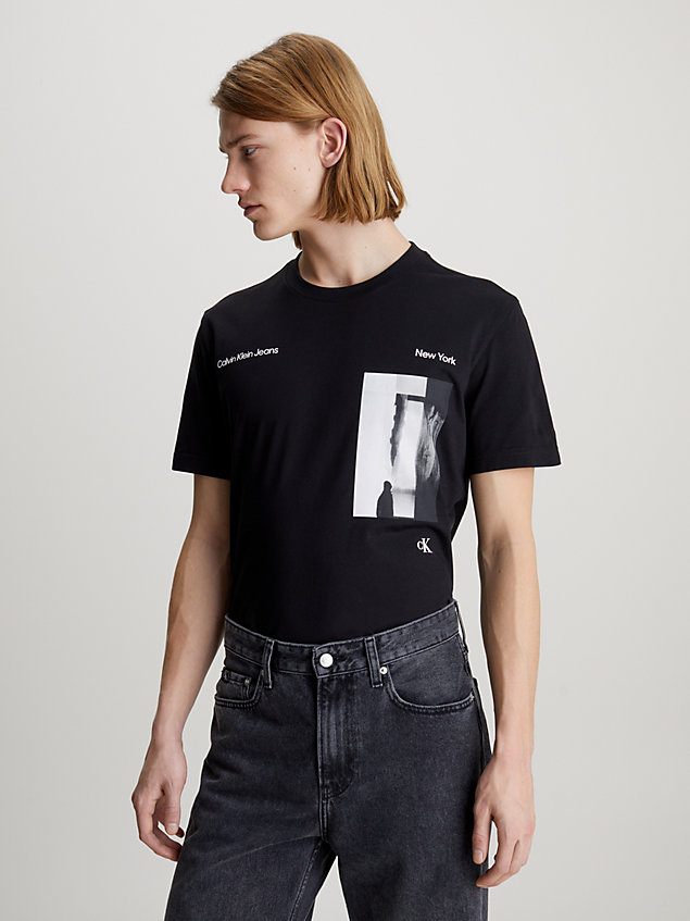 black photo print t-shirt for men calvin klein jeans
