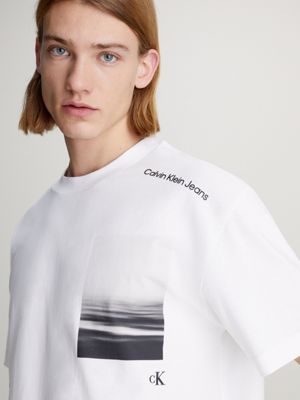 bright white photo print t-shirt for men calvin klein jeans