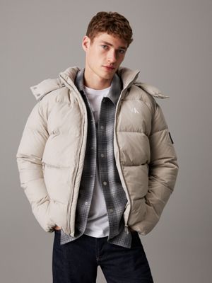 Mens grey down jacket best sale