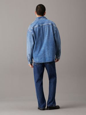 denim medium oversized denim shirt jacket for men calvin klein jeans