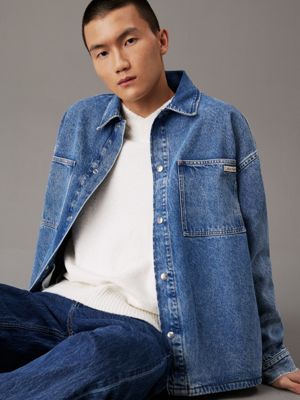 denim medium oversized denim shirt jacket for men calvin klein jeans