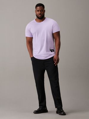 pastel lilac plus size cotton badge t-shirt for men calvin klein jeans