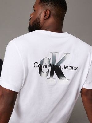 bright white plus size back logo t-shirt for men calvin klein jeans