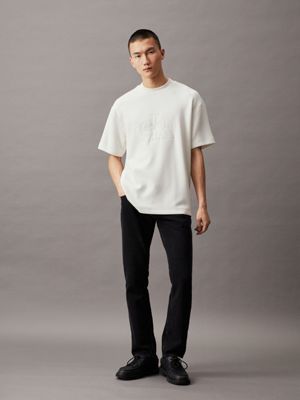 ivory relaxed scuba monogram t-shirt for men calvin klein jeans