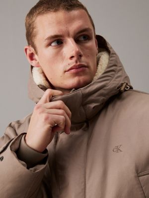brindle płaszcz typu parka z bawełny i nylonu dla mężczyźni - calvin klein jeans