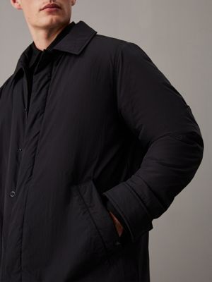 ck black cotton nylon padded car coat for men calvin klein jeans