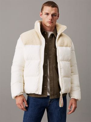 Mixed media puffer jacket calvin klein on sale