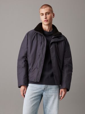 black cotton nylon padded jacket for men calvin klein jeans