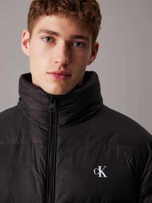 ck black hooded down puffer coat for men calvin klein jeans