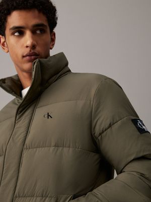 tarmac crinkle nylon hooded puffer jacket for men calvin klein jeans