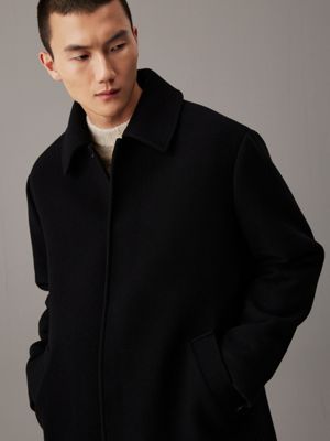 ck black wool blend car coat for men calvin klein jeans