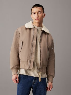 Calvin klein shearling aviator jacket hotsell