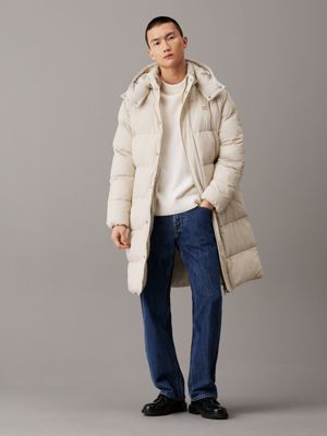 Cream puffer coat with hood online