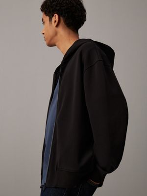 ck black relaxed zip up hoodie for men calvin klein jeans