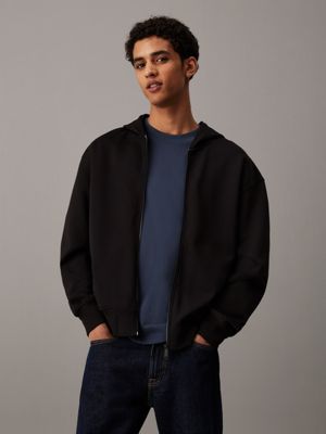 black relaxed zip up hoodie for men calvin klein jeans