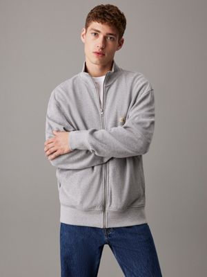 grey waffle cotton zip up cardigan for men calvin klein jeans