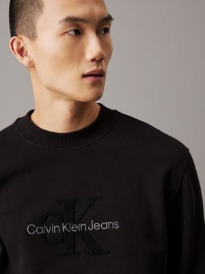 ck black chenille monogram sweatshirt for men calvin klein jeans