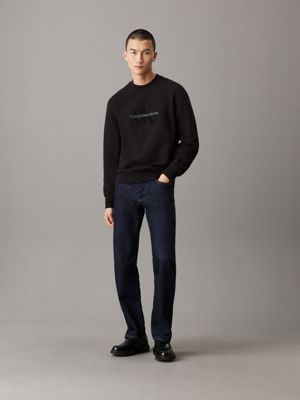 ck black chenille monogram sweatshirt for men calvin klein jeans