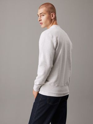 felpa con monogramma in ciniglia ivory grey heather da uomini calvin klein jeans