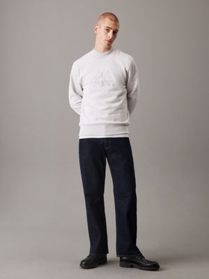 ivory grey heather chenille monogram sweatshirt for men calvin klein jeans