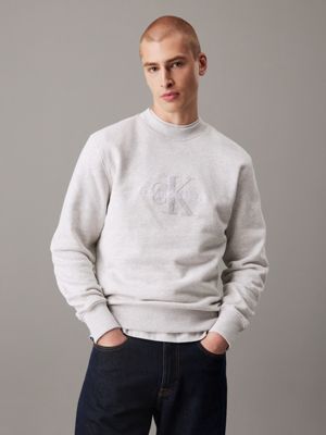 grey chenille monogram sweatshirt for men calvin klein jeans