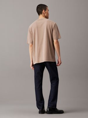 grey relaxed washed cotton t-shirt for men calvin klein jeans