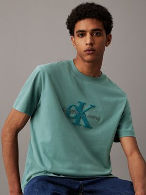 blue chenille monogram t-shirt for men calvin klein jeans