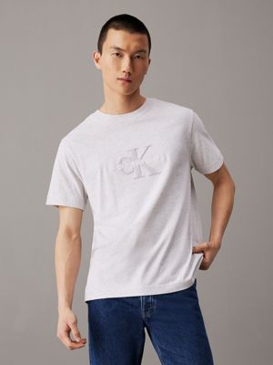 grey chenille monogram t-shirt for men calvin klein jeans