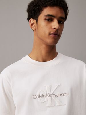 ivory chenille monogram t-shirt for men calvin klein jeans