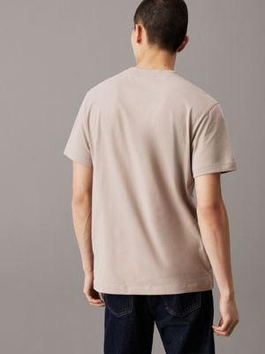 grey t-shirt z taśmą z logo dla mężczyźni - calvin klein jeans