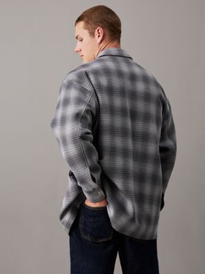 white / grey check oversized checked shirt jacket for men calvin klein jeans