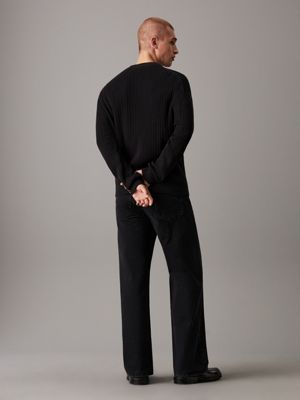 ck black relaxed ribbed cotton jumper for men calvin klein jeans