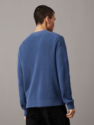 blue coast relaxed ribbed cotton jumper for men calvin klein jeans