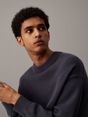 ebony oversized cotton wool jumper for men calvin klein jeans