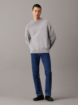 gray heather oversized cotton wool jumper for men calvin klein jeans