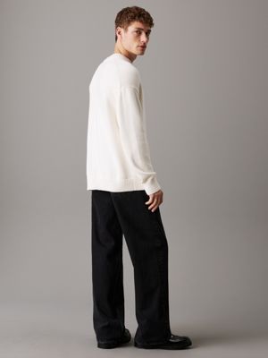 ivory oversized cotton wool jumper for men calvin klein jeans