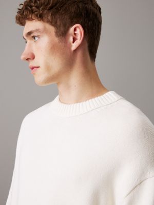 ivory oversized cotton wool jumper for men calvin klein jeans