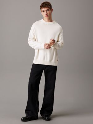 ivory oversized cotton wool jumper for men calvin klein jeans