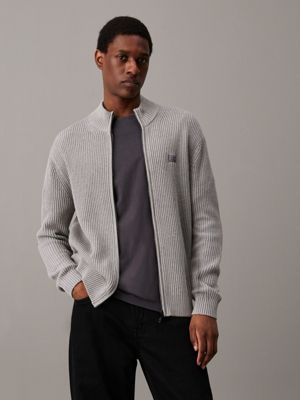 Ribbed Cotton Zip Up Cardigan