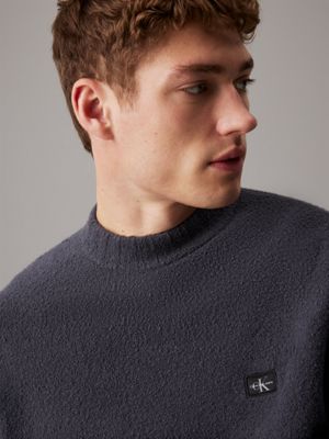 ebony relaxed cotton bouclé jumper for men calvin klein jeans