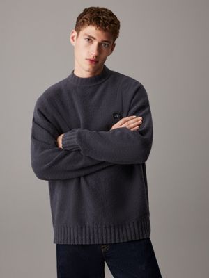 black relaxed cotton bouclé jumper for men calvin klein jeans