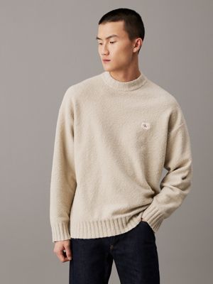 grey relaxed cotton bouclé jumper for men calvin klein jeans