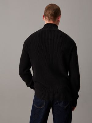 black texture mix cotton jumper for men calvin klein jeans