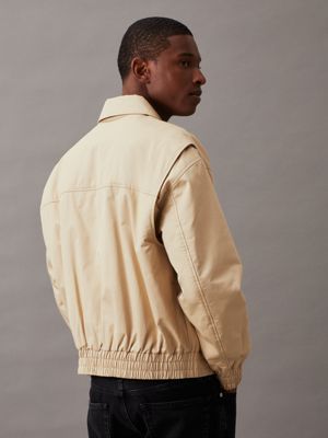 pale khaki relaxed cotton twill bomber jacket for men calvin klein jeans