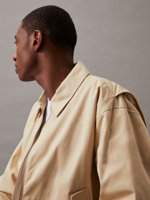 pale khaki relaxed cotton twill bomber jacket for men calvin klein jeans