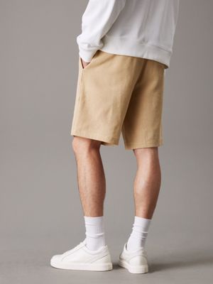 pale khaki relaxed structured jersey shorts for men calvin klein jeans