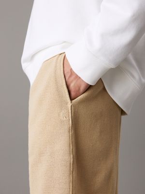 pale khaki relaxed structured jersey shorts for men calvin klein jeans