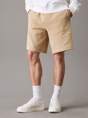 khaki relaxed structured jersey shorts for men calvin klein jeans