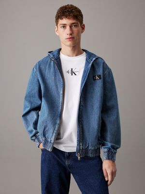 Mens jean jacket with zipper best sale